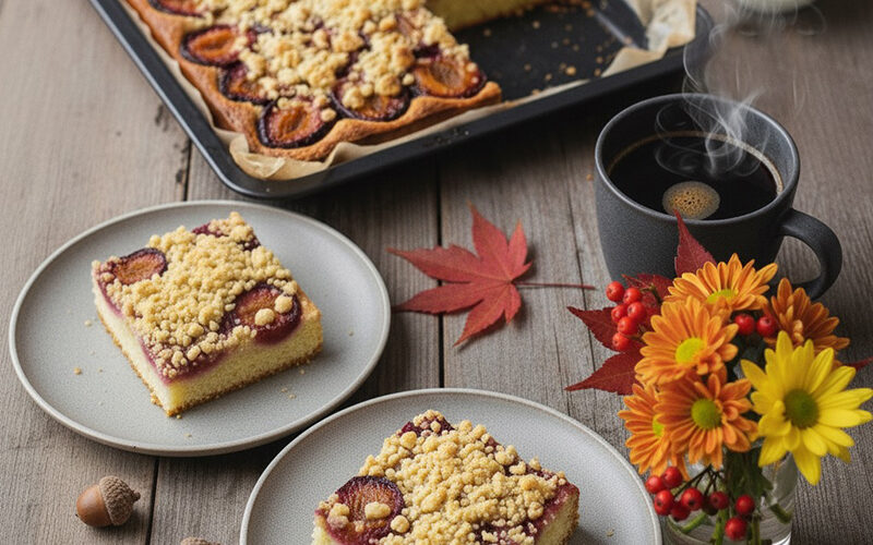 Zwetschgenkuchen mit Hefeteig und Streusel