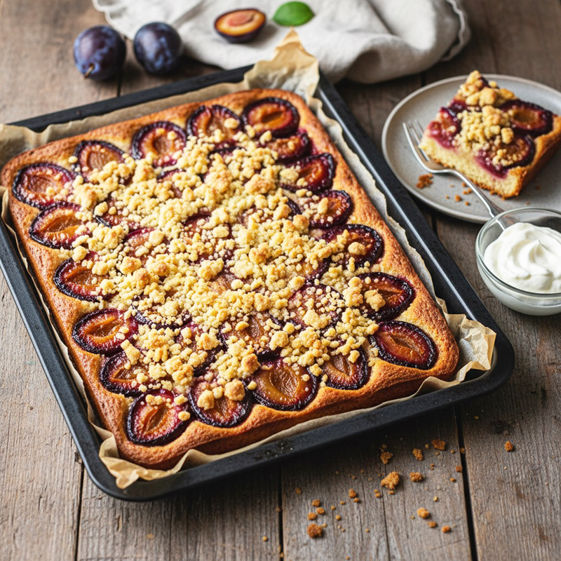 Einfacher Zwetschgenkuchen mit Hefeteig mit Streuseln Rezept 