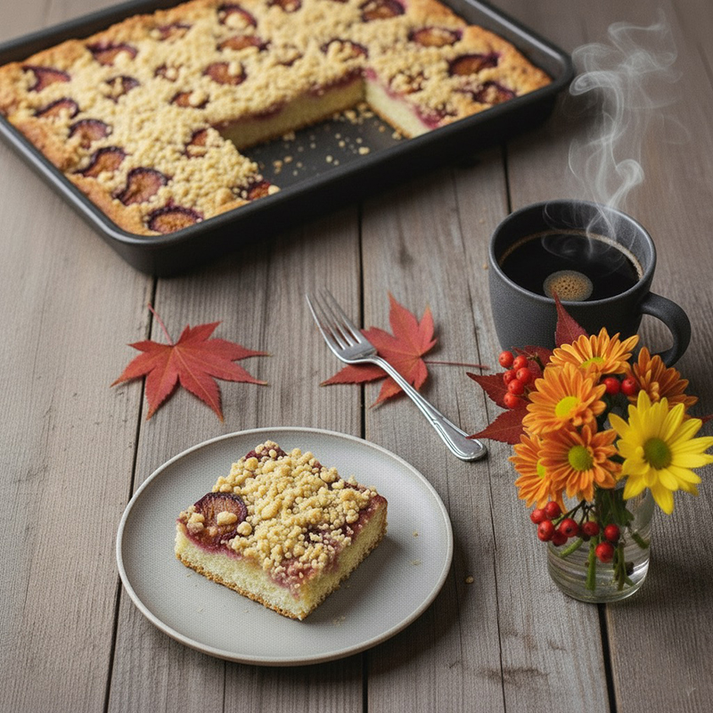 Einfacher Zwetschgenkuchen mit Hefeteig mit Streuseln Rezept